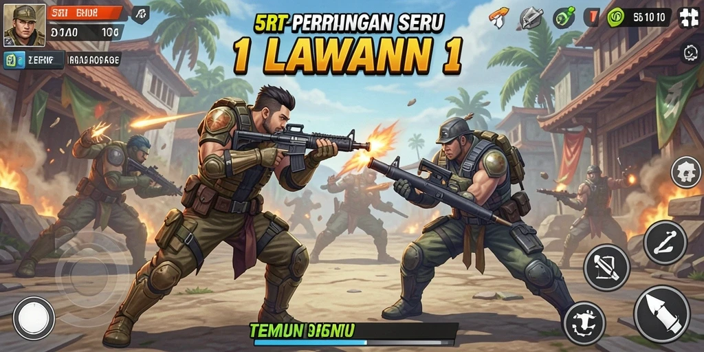 Tampilan antarmuka 5RT menampilkan pertarungan seru antara dua karakter.
