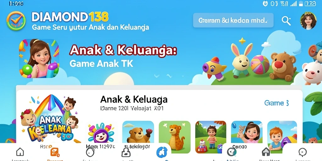 Antarmuka menarik dari aplikasi DIAMOND138 yang mendidik anak.