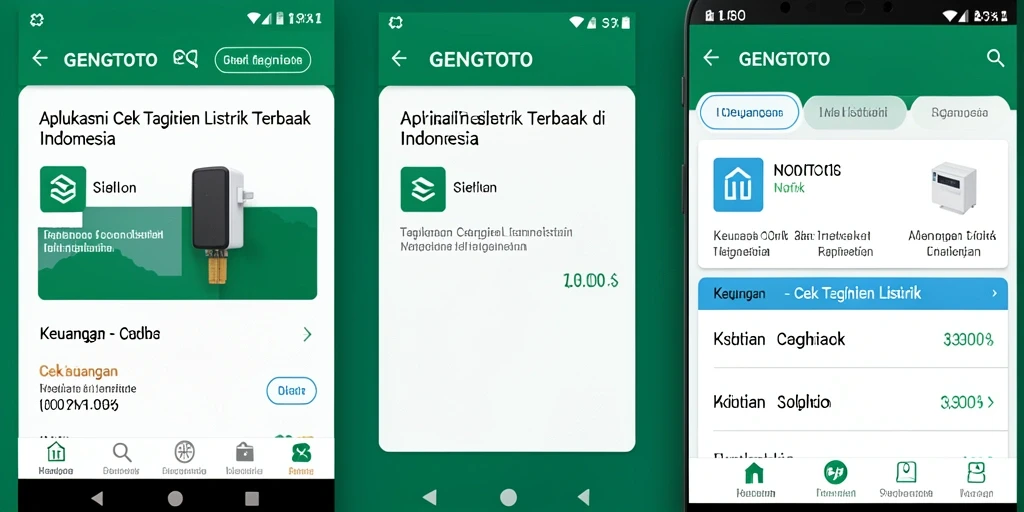 Antarmuka aplikasi GENGTOTO untuk cek tagihan listrik yang mudah dan cepat.