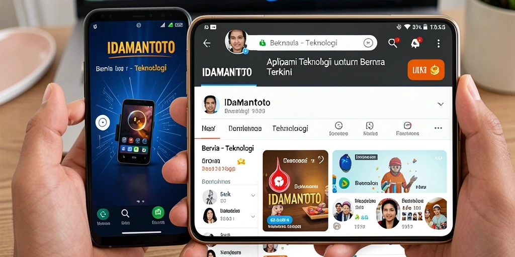 Antarmuka aplikasi IDAMANTOTO menampilkan berita teknologi terbaru dengan navigasi yang mudah.