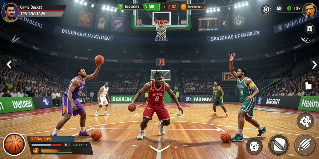 Tampilan antarmuka game Basket dengan grafis yang memukau.