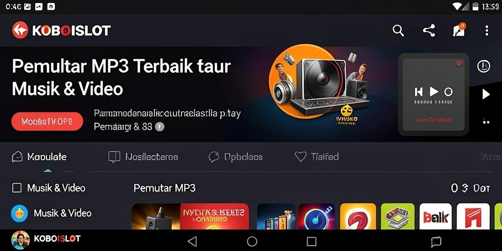 Antarmuka menarik KOBOISLOT saat memutar musik MP3.