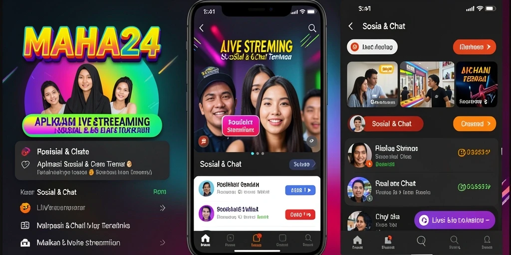 Antarmuka aplikasi MAHA24 yang intuitif dan menarik untuk Live Streaming.