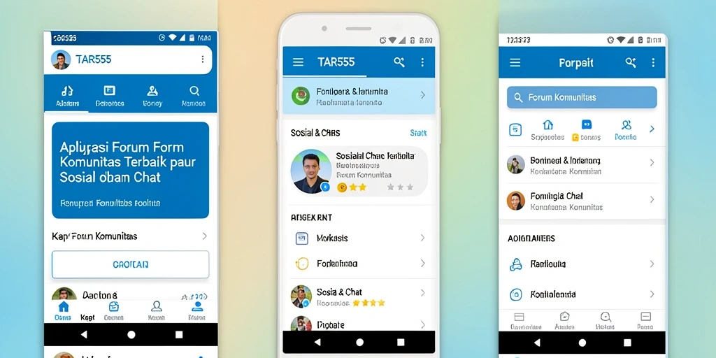 Tampilan antarmuka utama aplikasi Forum Komunitas TAR555.